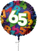 Folieballon ’’65’’ (45cm) - verjaardag - geschikt voor helium