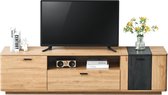 Ruim tv-meubel - 1,8 m voor 80" tv, MDF, houtnerf, tv-meubel met afgeronde hoeken, slimme opbergruimte