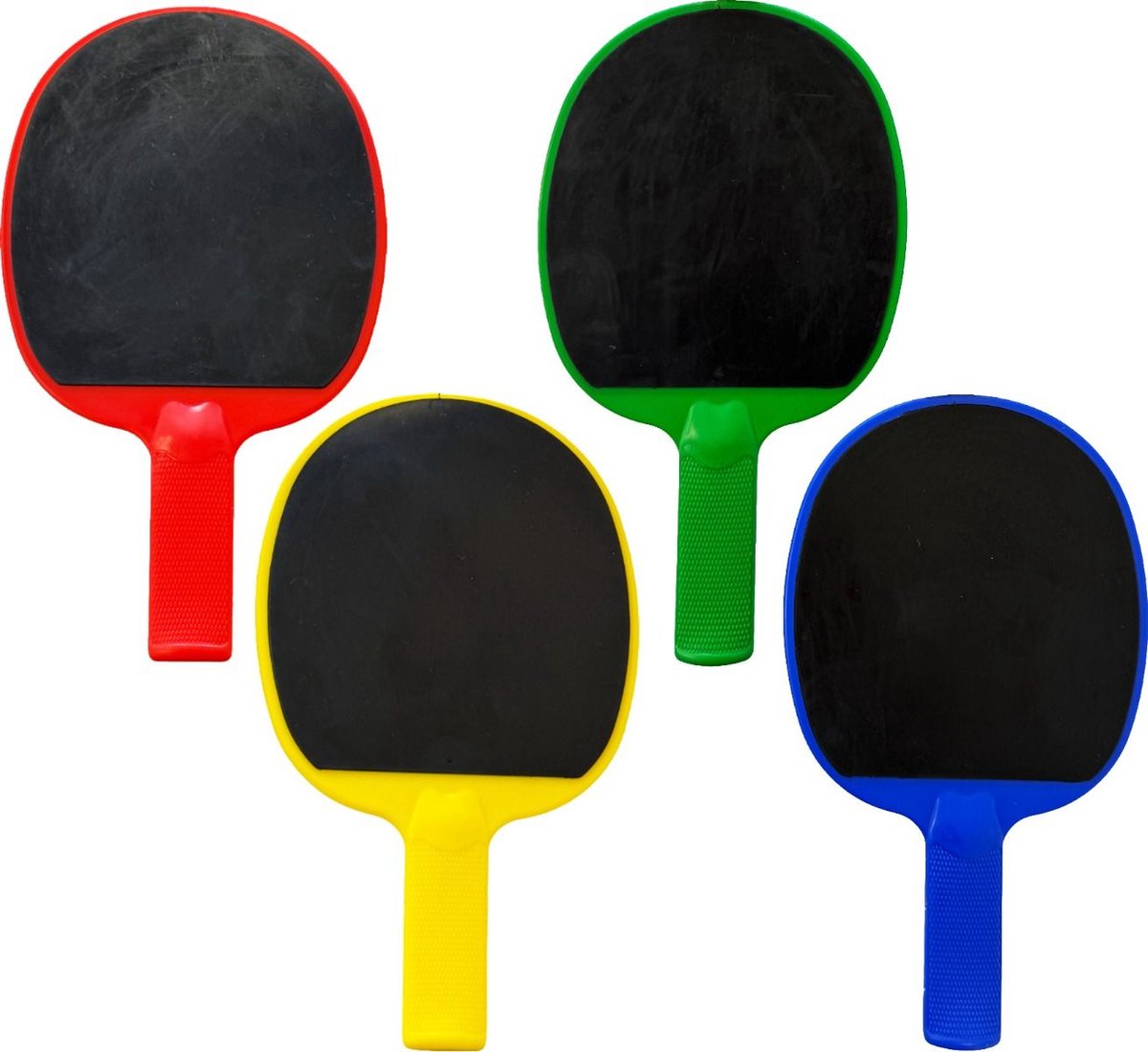 Guta Tafeltennisbats Kunststof + Rubber Set 4 Stuks, Hufterproof, Indoor/Outdoor