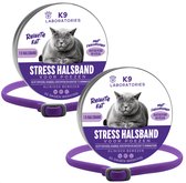 2-pak Anti-stress halsband kat Paars - Bij stress, agressie, sproeien, krabben en conflicten - 100% natuurlijk antistress middel voor katten - Met kalmerende feromonen - Wetenschappelijk bewezen