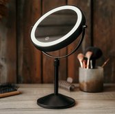 Lindo - Miroir de maquillage noir avec éclairage - Miroir LED - Miroir de rasage - Miroir grossissant - Lumière - Grossissement 10x - Miroir avec lumière - Miroir de maquillage