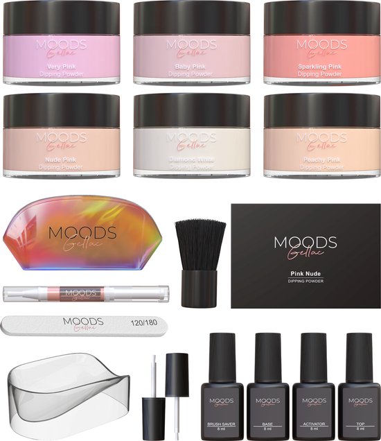 Moods Gellac – Dipping Powder Starters Kit – Pink Nude – 6 Kleuren – Acryl Nagels Starterspakket – Dip Nagels