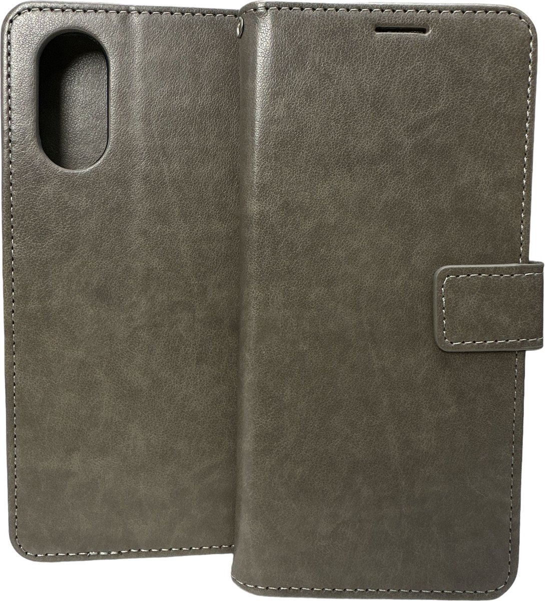 Bookcase Grijs Geschikt voor Oppo A17 - portemonnee hoesje - ZT Accessoires