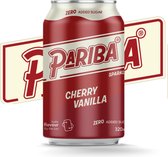 Pariba Cherry Vanille canette 24 x 32cl - boisson gazeuse - sans sucres ajoutés - arôme cerise vanille - faible en calories