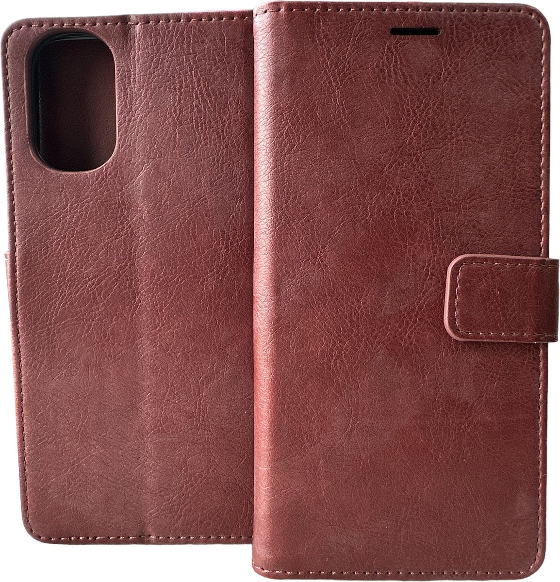 Bookcase Bruin Geschikt voor Motorola Moto E32 / E32s - portemonnee hoesje - ZT Accessoires
