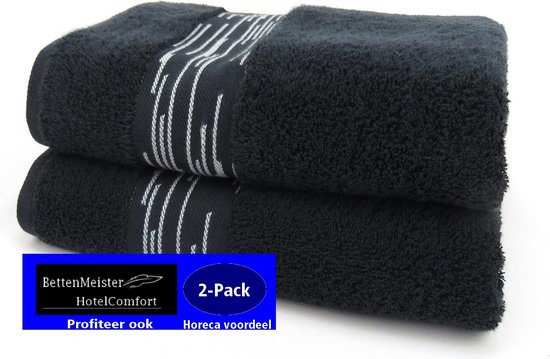 2 Pack Badlaken Essentials - (2 stuks) zwart 550g. m² 70x140cm