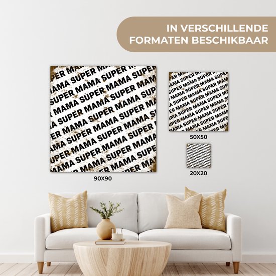 Peintures sur Toile Cadeau Mère - Super Maman - Vintage - 20x20 cm - Décoration murale