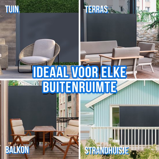 Uittrekbaar Windscherm 180x300cm - Tuinscherm - Windschermen - Uitschuifbaar en Oprolbaar - Strand / Camping / Balkon / Terras - Silvergear