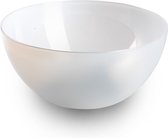 Plasticforte Salade/sla serveerschaal - transparant - kunststof - D28 cm - met sla bestek - geel - 29 cm