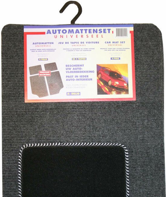 JVL Titan Universal Car Mat Set in Metallic with Rubber Backing, Black, 4-Piece