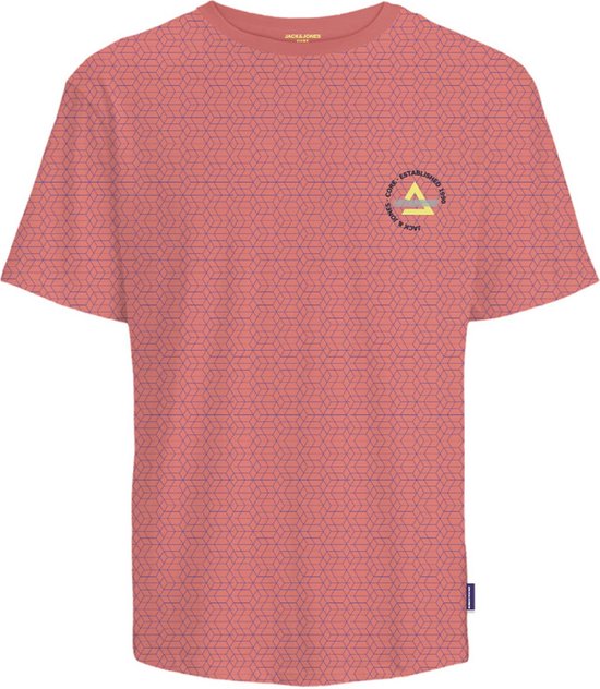 Jack & Jones T-shirt Jcoaop Chestprint Tee Ss Crew Neck 12257939 Burnt Coral Homme Taille - XXL