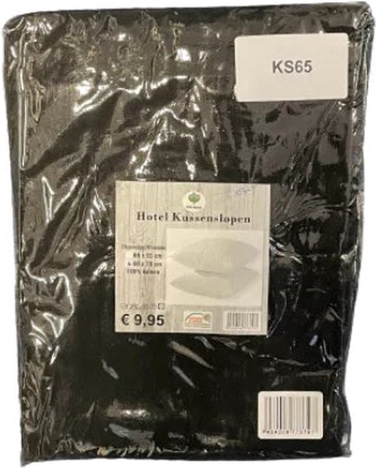 12x Kussensloop Hotel - 100% coton de haute qualité - lavable - 60x70 - noir
