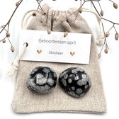 Pierre de naissance d'avril - Tambour obsidienne - sac - pierres précieuses - pierre câline - porte-bonheur - cadeau d'anniversaire - cadeau pour lui - félicitations - cadeau - cristaux