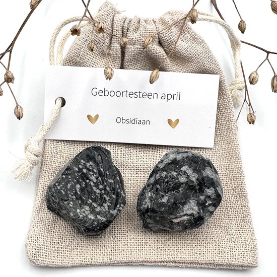 Pierre de naissance avril - Obsidienne brute - sachet - pierres précieuses - porte-bonheur - cadeaux originaux - félicitations - cadeau anniversaire pour lui - cadeau naissance