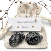 Pierre de naissance d'avril - Sac à neige brute obsidienne - cadeau pour lui - pierres précieuses - bagatelle - amitié - anniversaire - naissance - cadeau femme/homme - félicitations