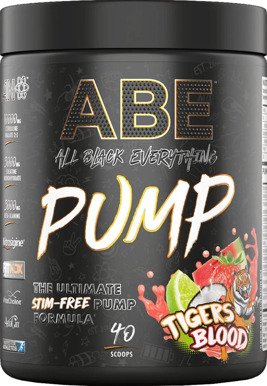 Pre-Workout - ABE PUMP - ZERO STIM PRE-WORKOUT - 500g - Applied Nutrition - 500 g Tigers Blood