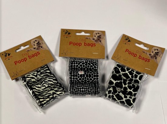 Foto: Poepzakjes 3 x 15 stuks hondenpoep zakjes poepzak uitlaten dog poopbag poop bags assorti kleur lekvrij 3 rollen van 15 zakjes