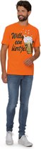 Oranje - T-Shirt Heren - Koningsdag - Willy een biertje? - 100% Katoen - Maat XXL - 60/62