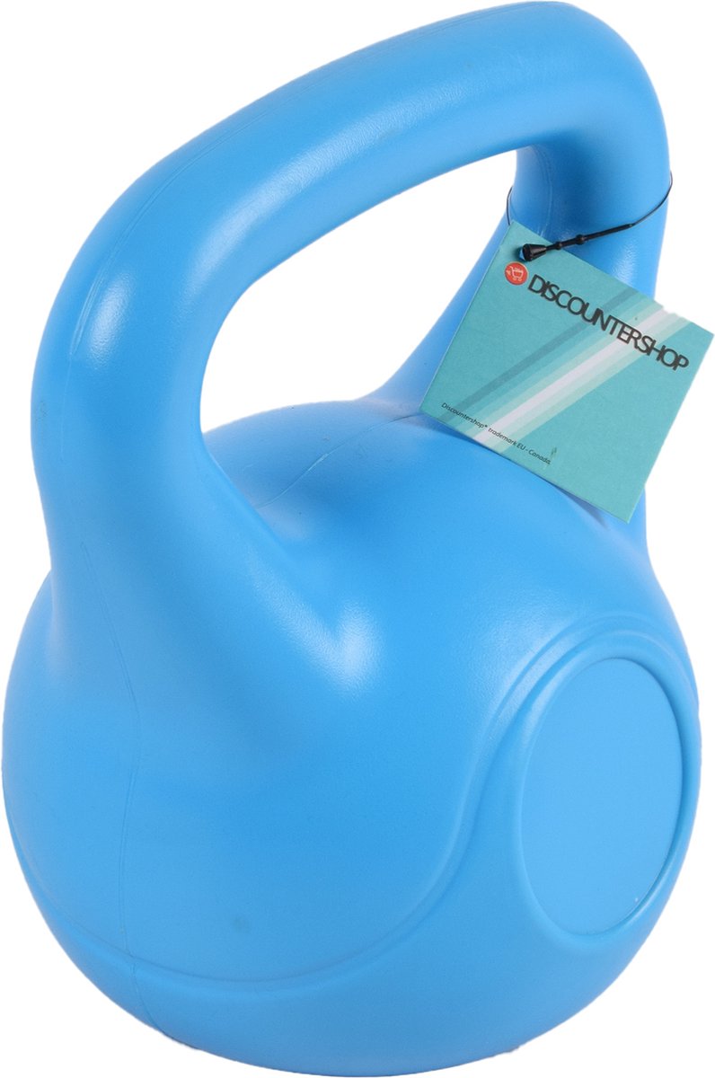 Blauwe 4 kg Kettlebell - Duurzaam Kunststof met Cementvulling - Voor Kracht en Uithoudingsvermogen - Full Body Fitness & Training – foto 3