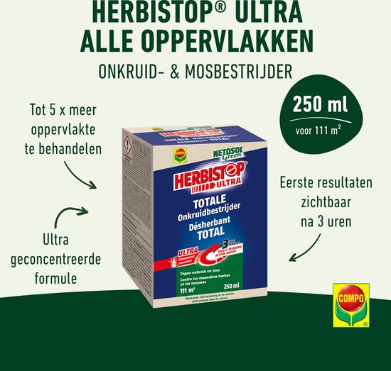 Herbistop Ultra Alle Oppervlakken - ultra geconcentreerde onkruidbestijder - ook tegen mos - snelle werking 3 uur - doosje 100 ml (44 m²) — afbeelding 2