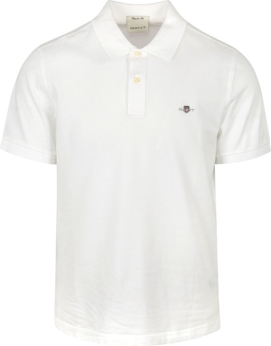 Gant - Shield Piqué Poloshirt Wit - Regular-fit - Heren Poloshirt Maat 5XL