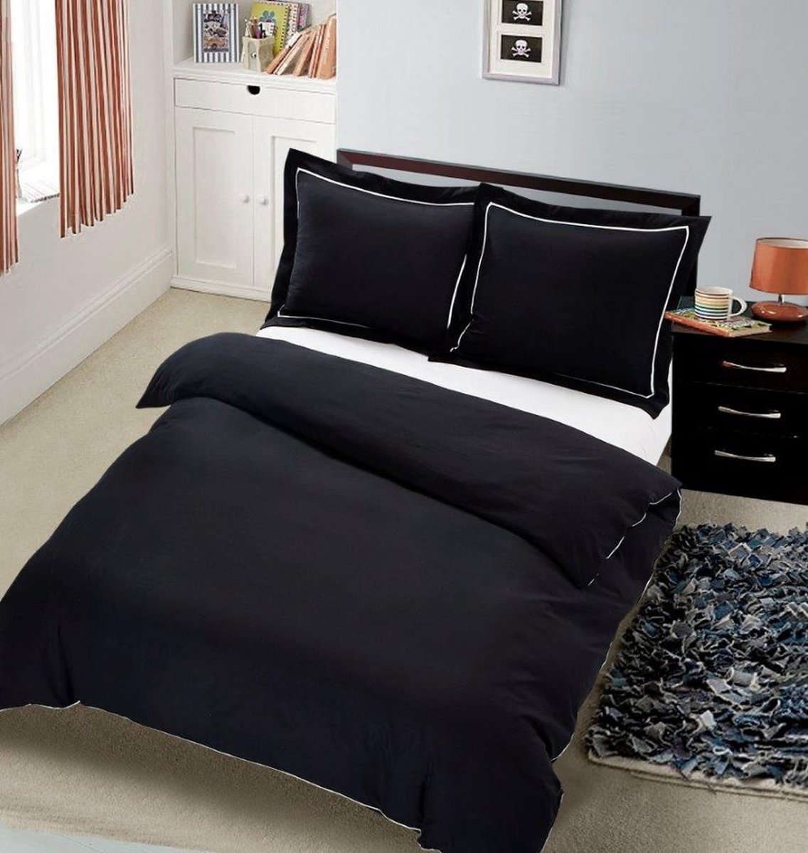 Hotel Home Collection - Dekbedovertrek - London - Zwart