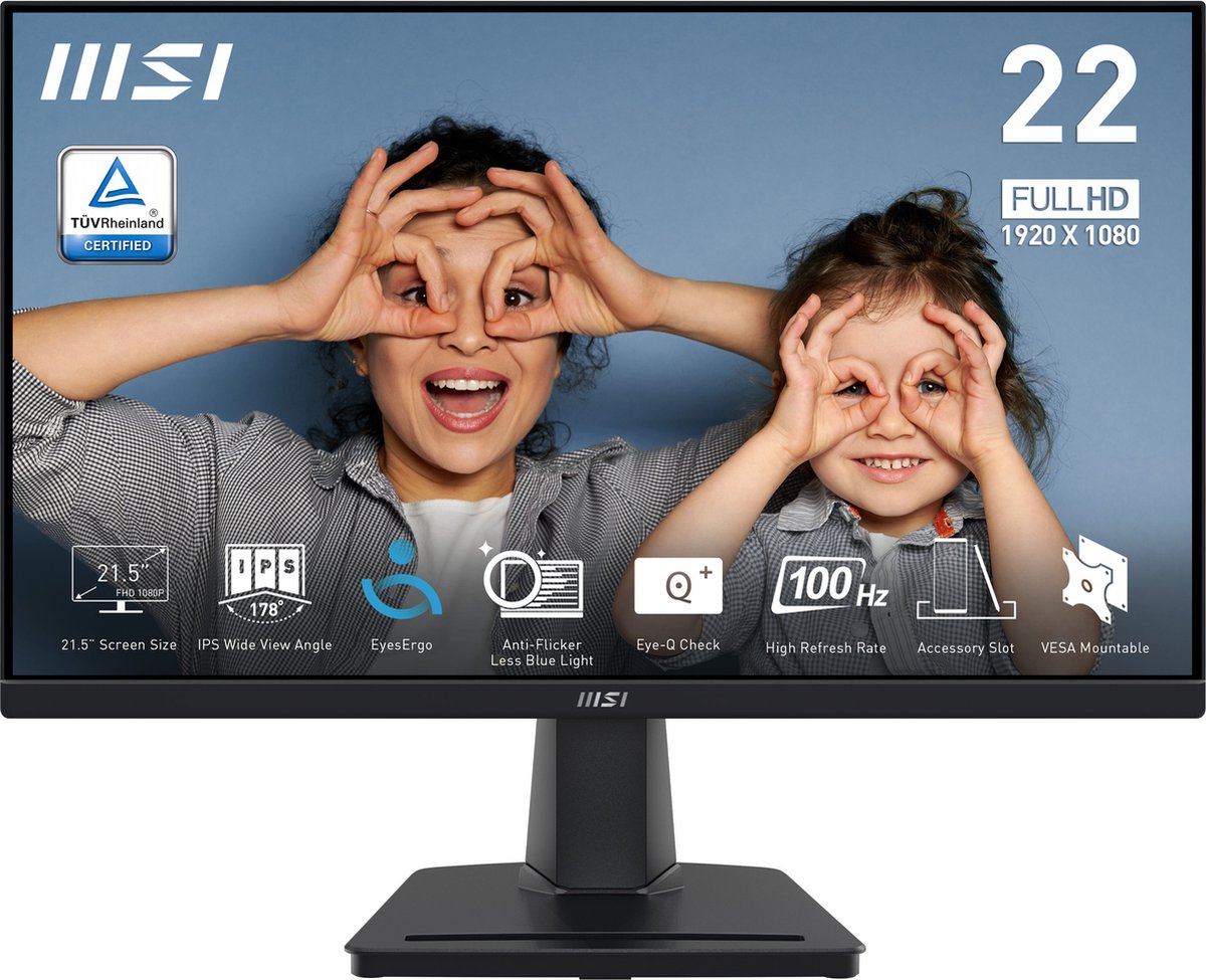 MSI PRO MP225 computer monitor 54,6 cm (21.5") 1920 x 1080 Pixels Full HD LED Zwart