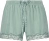 Hunkemöller Dames Nachtmode Shorts Velours Lace - Groen - maat XL