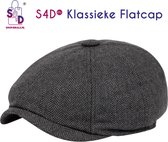 S4D® - Flat Caps Heren - Flat Cap - Baret Heren - Stijlvolle Klassieke Flatcap - One Size - Zwart Met Grijs