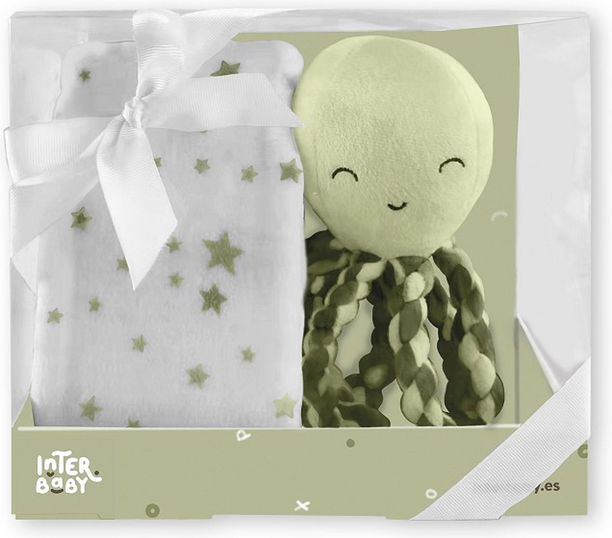Goedkoopste Interbaby cadeauset octopus groen - kraamcadeau - baby - deken