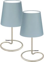 Trango Set van 2 Bedlamp 2018-25G *GREYNY* Tafellamp met stoffen kap in grijs incl. 1x E14 lamphouder voor LED-lampen, vensterbanklamp, bedlampje voor slaapkamer, bureaulamp, tafellamp, vensterbanklamp - L: 20cm - B: 10cm - H: 30cm