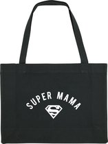 Super Mama Shopping Bag - moederdag cadeau - moederdag geschenk - moederdag cadeautje - cadeau voor mama - shopping bag - shopping tas - tas - boodschappentas - zwart - tekst - bedrukt