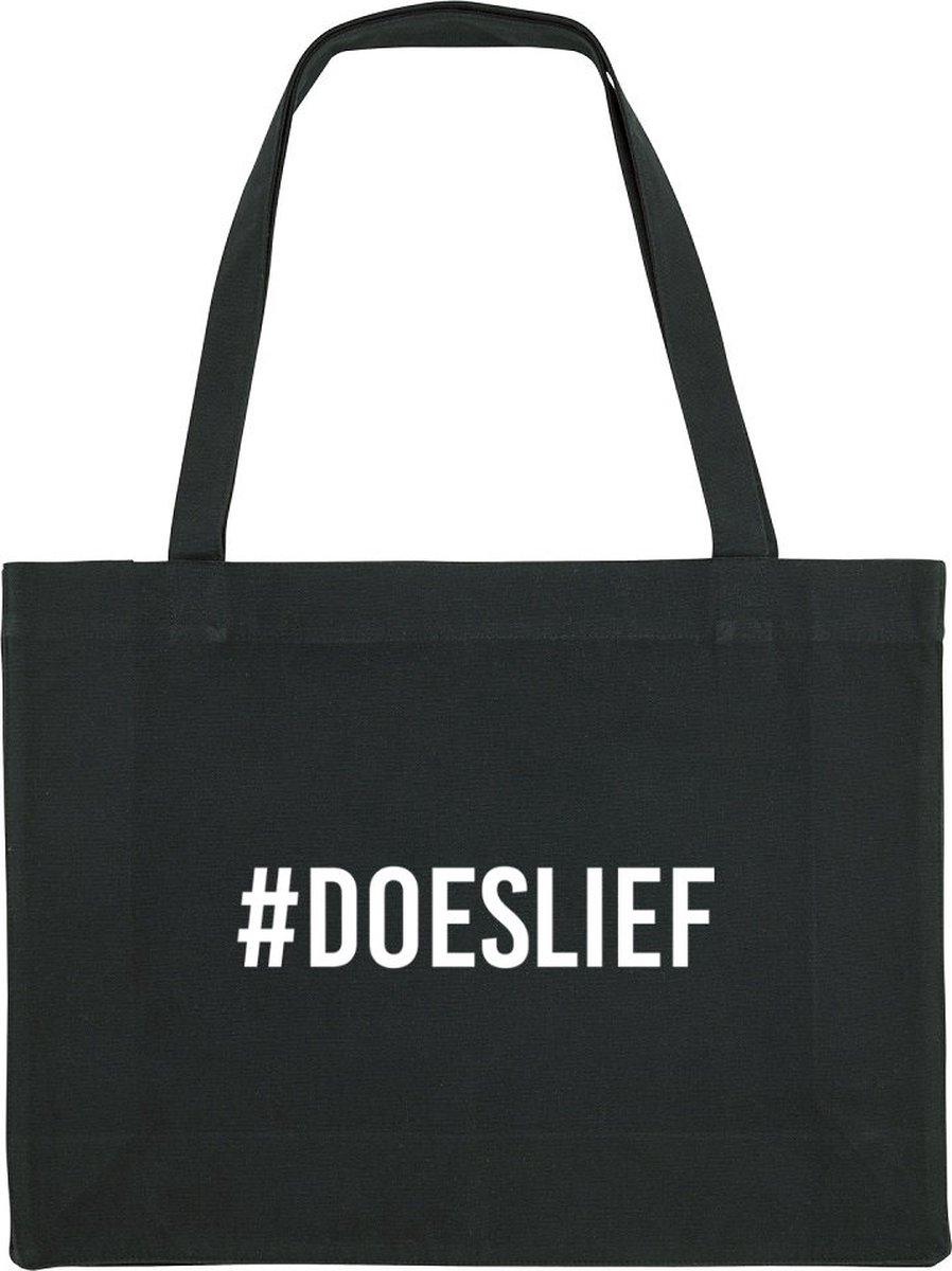 Doeslief Shopping Bag - shopping bag - shopping tas - tas - boodschappentas - cadeau - zwart - grappige tekst - bedrukt