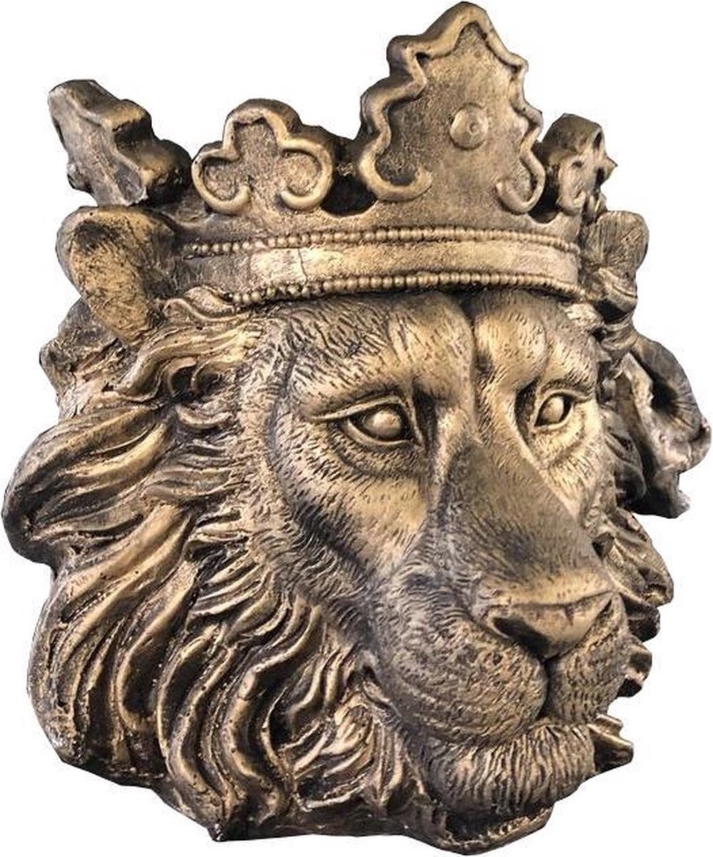 Bloempotten voor Buiten - Bloempotten voor Binnen - Vaas Bloempot Leeuw - Plantenbak - Goud - Brons - 43 cm breed