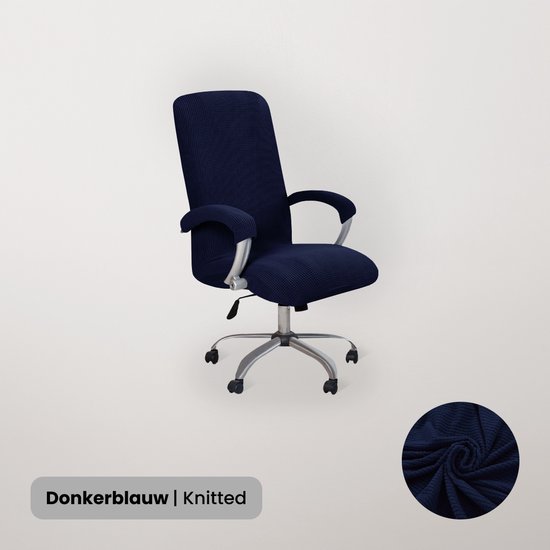 BankhoesDiscounter Bureaustoel Hoes – Bureaustoel Beschermer – Stoelhoezen – Bureaustoel – Knitted – Donkerblauw