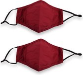 2-stuks Rode Wasbare Mondkapjes | 100% Katoen | Comfortabel met Elastiek | Levendig Mondmasker Rood | 24cm x 15,5cm | Niet-Medisch, Duurzaam & Herbruikbaar