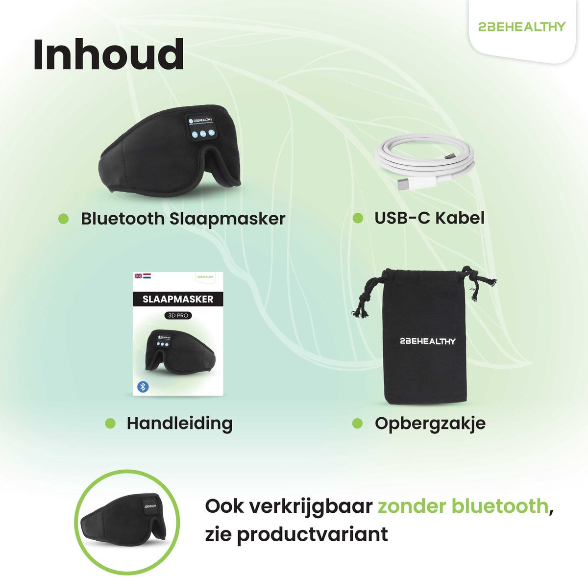 2BEHEALTHY Slaapmasker met Bluetooth - 100% Verduisterend - Met Opbergzakje - Oogmasker - Slaap Masker - Slaapmasker Mannen - Slaapmasker Vrouwen - Eye Mask - Sleeping Mask — afbeelding 11