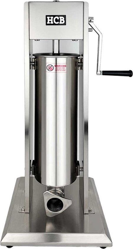 HCB® - Professionele Horeca Worstvuller - verticaal - 7 liter - RVS / INOX - Worstenmaker - Worstmachine - 30x30x83 cm (BxDxH) - 13 kg