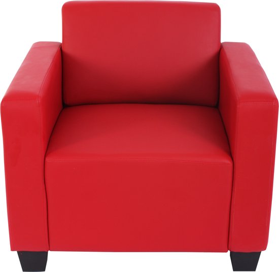 Modulaire fauteuil loungestoel met voetenbank Lyon, kunstleer ~ rood