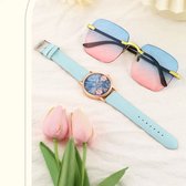 zonnebril met horloge blauw cadeautje voor haar - moederdag cadeau- kerstcadeau - sinterklaascadeau- Geschenk - Fashion - Elegant - Dames - zonnebril geschenkset