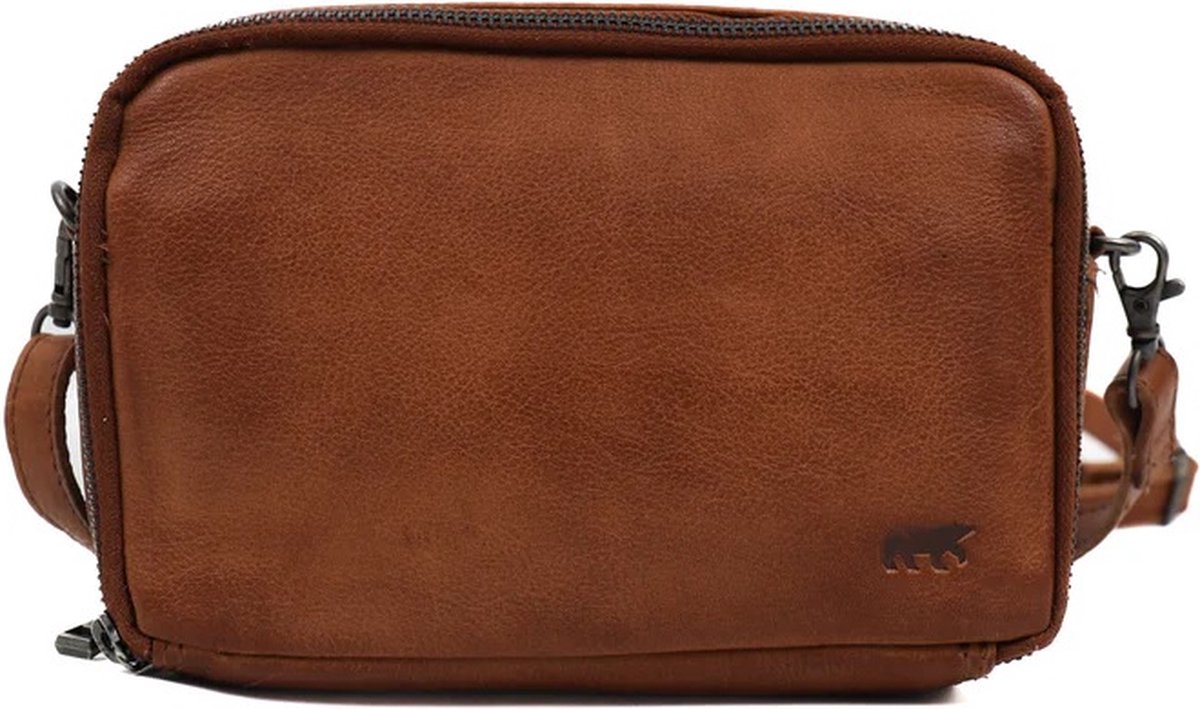 Bear Design Eleonora Leren Schoudertasje - Cognac