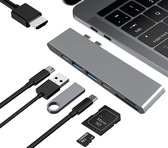 7 in 1 Dongle USB C Multi-poort Adapter Hub USB C Docking Station = Dual TYPE C to USB3.0*2+HDMI+SD+TF+USB-C+USB-C PD voor MacBook Air/Pro, iPad Pro 2021 en Meer