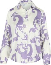 LolaLiza Satijnen hemd met print - F - Lilac - Maat 44