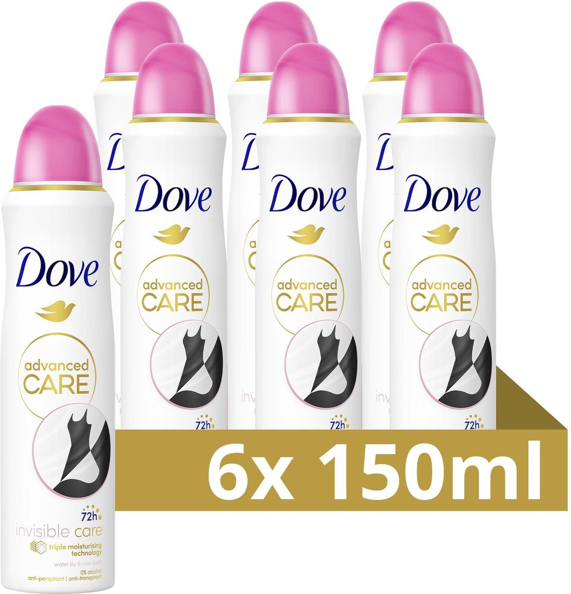 Goedkoopste Dove Advanced Care Anti-Transpirant Deodorant Spray - Invisible Care - met een heerlijke geur en verbeterde formule met Triple Moisturising technologie - 6 x 150 ml