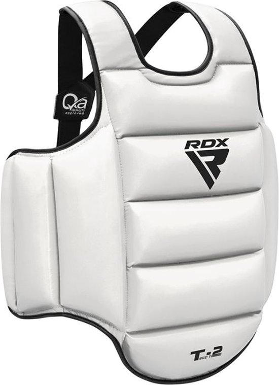 RDX Sports T2 CE Borstbeschermer - Body Protector - Boksen - Kickboksen - Karate - Taekwondo - Omkeerbaar Wit en Zwart - Maat: S/M - RDX