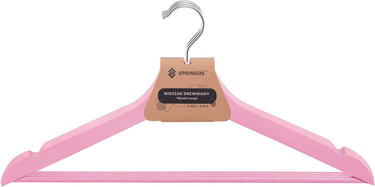 Springos Kledinghangers | Kledinghanger | 3 Stuks | Roze