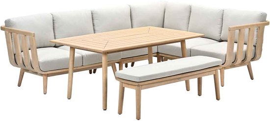 Garden Impressions King lounge-diningset - 6-delig - acacia white wash - sahara sand