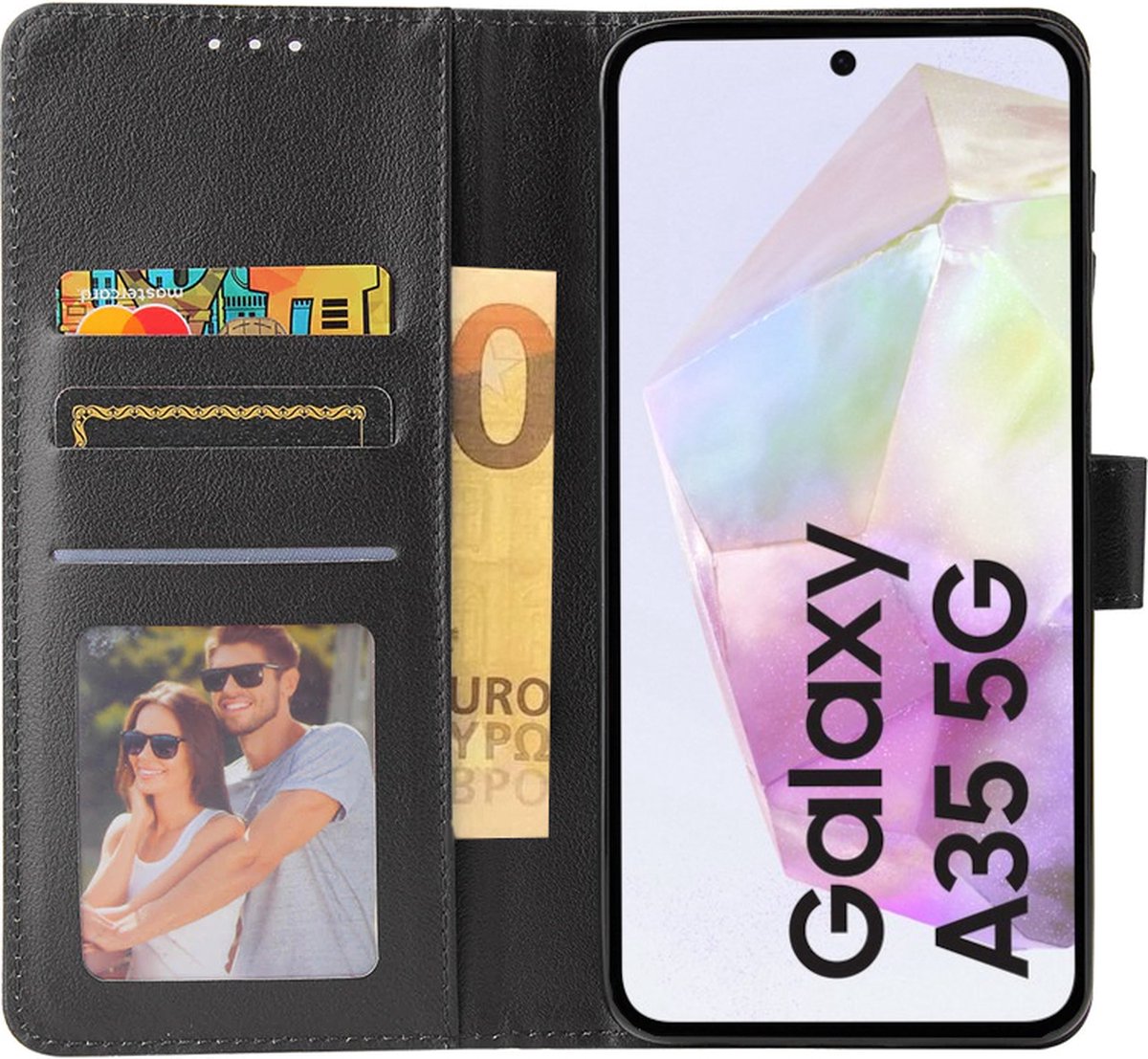 BookCase Hoesje Geschikt Voor Samsung A35 - Wallet Case - Hoesje Met Pasjeshouder - Zwart