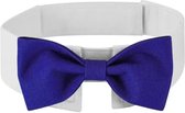 Noeud pour chien de Luxe avec bordure blanche et noeud bleu taille L - noeud papillon - chien - animal de compagnie - noeud pour chien - bleu
