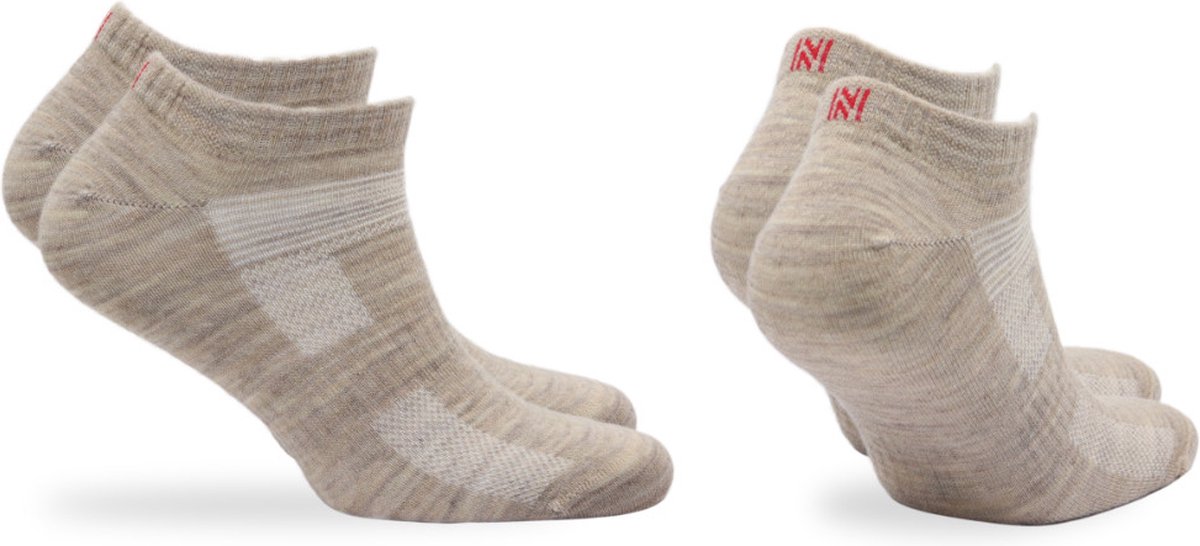 Norfolk 2 paar Wandelsokken Anti Blaren 60% Merino Wol enkelsokken met Snelle Vochtopname Platte Teennaad Enkelsokken Heren Wollen Sokken 43-46 – Sheldon Low-cut Oatmeal